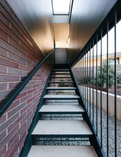 Contemporary modern home exterior steel staircase