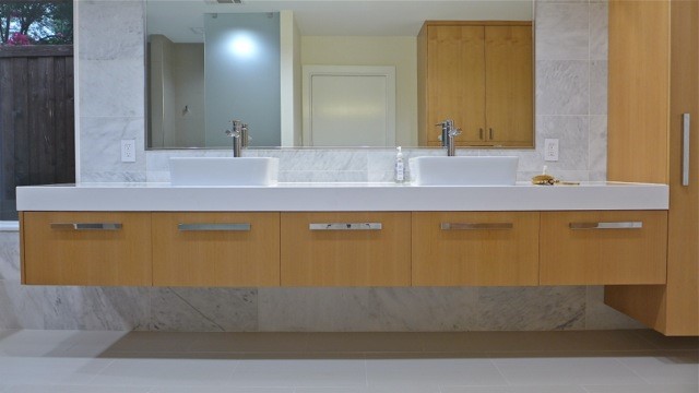 sink countertop with storage cabinets